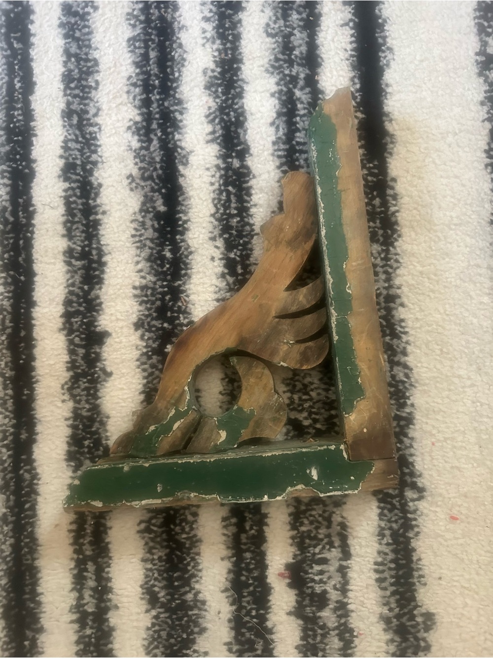 Vintage Inspired Green Wooden Wall Corbel Accent
